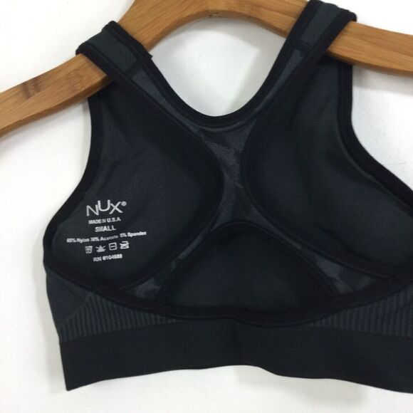 NUX Womens Elizabeth Floral Seamless Racerback Sports Bra Gray Black Size Small - Picture 3 of 6